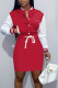 Red Casual Solid Bandage Patchwork Buckle Dresses