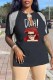 Black Fashion Sexy Character Print Tassel V Neck T-Shirts