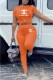 Orange Fashion Casual Print Letter O Neck Short Sleeve Two Pieces