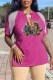 Purple Fashion Sexy Character Print Tassel V Neck T-Shirts