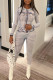 White Sexy Print Patchwork O Neck Long Sleeve Two Pieces