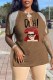 Coffee Fashion Sexy Character Print Tassel V Neck T-Shirts