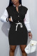 Black Casual Solid Bandage Patchwork Buckle Dresses