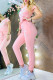 Pink Fashion Casual Print Letter O Neck Short Sleeve Two Pieces
