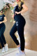 Black Fashion Casual Print Letter O Neck Short Sleeve Two Pieces