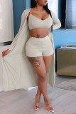 Rose Red Sexy Solid Patchwork Long Sleeve Two Pieces