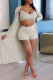 Apricot Sexy Solid Patchwork Long Sleeve Two Pieces