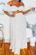 White Sexy Solid Patchwork Flounce Fold Off the Shoulder Short Sleeve Two Pieces
