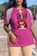 Purple Fashion Sexy Character Print Tassel V Neck T-Shirts
