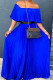 Blue Casual Elegant Solid Patchwork Fold Off the Shoulder Straight Dresses
