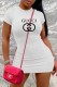 White Fashion Casual Print Letter O Neck One Step Skirt Dresses
