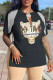 Black Fashion Casual Print Tassel Patchwork V Neck T-Shirts