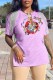 Light Pink Fashion Casual Character Print Patchwork V Neck T-Shirts