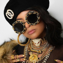 Black Fashion Casual Solid Patchwork Sunglasses