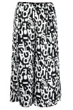 Black And White Casual Print Patchwork Plus Size