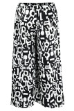 Black And White Casual Print Patchwork Plus Size