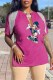 Purple Fashion Sexy Character Print Patchwork V Neck T-Shirts