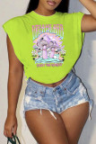 Pink Fashion Casual Print Patchwork O Neck T-Shirts