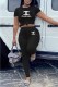 Black Fashion Casual Print Letter O Neck Short Sleeve Two Pieces