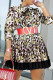 Black Fashion Casual Print Patchwork O Neck Long Sleeve Dresses (Without Belt)