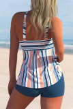 Pink Sexy Casual Striped Print Backless Swimwears (With Paddings)