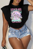 Pink Fashion Casual Print Patchwork O Neck T-Shirts