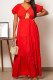 Red Sexy Solid Hollowed Out Patchwork Backless V Neck Straight Dresses