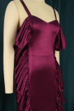Khaki Pink Elegant Solid Patchwork Slit Fold Stringy Selvedge Spaghetti Strap One Step Skirt Dresses