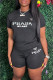 Black Fashion Casual Print Letter Hot Drill O Neck Short Sleeve Two Pieces