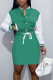 Green Casual Solid Bandage Patchwork Buckle Dresses