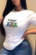 White Fashion Casual Print Letter O Neck T-Shirts