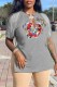 Grey Fashion Casual Character Print Patchwork V Neck T-Shirts