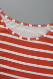 Blue Casual Striped Print Patchwork O Neck Sleeveless Two Pieces
