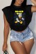 Black Fashion Casual Character Print Letter O Neck T-Shirts