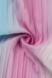 Rainbow Color Fashion Casual Print Bandage Turndown Collar Long Sleeve Two Pieces