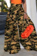 Camouflage Casual Print Patchwork Loose High Waist Wide Leg Full Print Bottoms