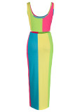 Pink Casual Print Patchwork U Neck Two Pieces