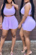 Light Purple Fashion Casual Solid Bandage U Neck Sleeveless Two Pieces