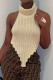 Apricot Sexy Solid Patchwork Backless Asymmetrical Turtleneck Tops