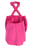 Blue Sexy Casual Solid Patchwork Backless With Bow Halter Tops