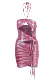 Red Sexy Solid Bandage Backless Strapless One Step Skirt Dresses
