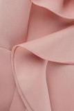 Pink Fashion Sexy Solid Patchwork Backless Spaghetti Strap Evening Dress