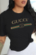 Black Casual Street Print Patchwork O Neck T-Shirts