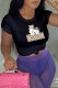 Black Fashion Casual Character Print Letter O Neck T-Shirts