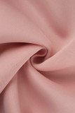 Pink Fashion Sexy Solid Patchwork Backless Spaghetti Strap Evening Dress