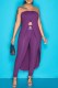 Purple Fashion Sexy Print Patchwork Strapless Sleeveless Two Pieces