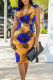 Colour Fashion Casual Print Patchwork V Neck Sleeveless Dress
