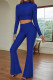 Royal Blue Fashion Casual Solid Patchwork Turtleneck Long Sleeve Two Pieces