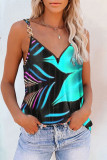 Black Sexy Casual Print Patchwork Backless V Neck Tops