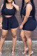 Black Fashion Casual Solid Bandage U Neck Sleeveless Two Pieces